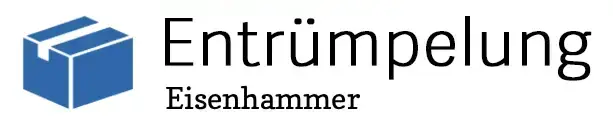 Logo der Entrümpelung Eisenhammer in Hürth mit blauem Umzugskarton als Markenzeichen.
